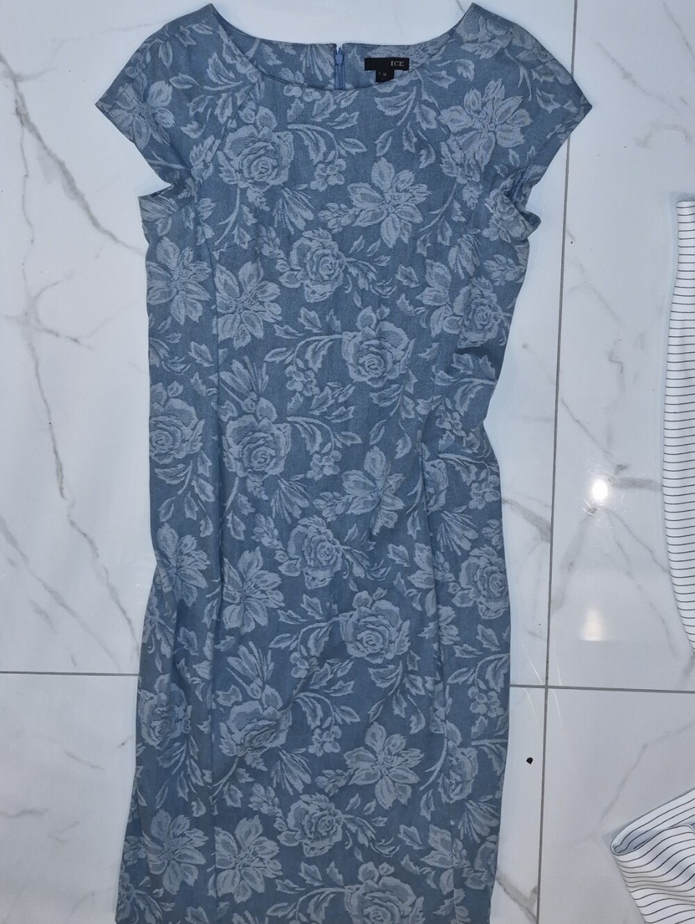 Ice Dusty Blue Floral Jacquard Maxi Dress